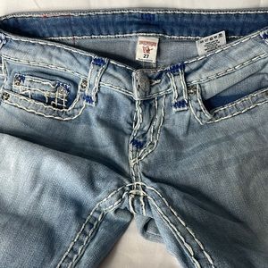 True Religion Skinny Jeans 27 Bold Blue Stitching